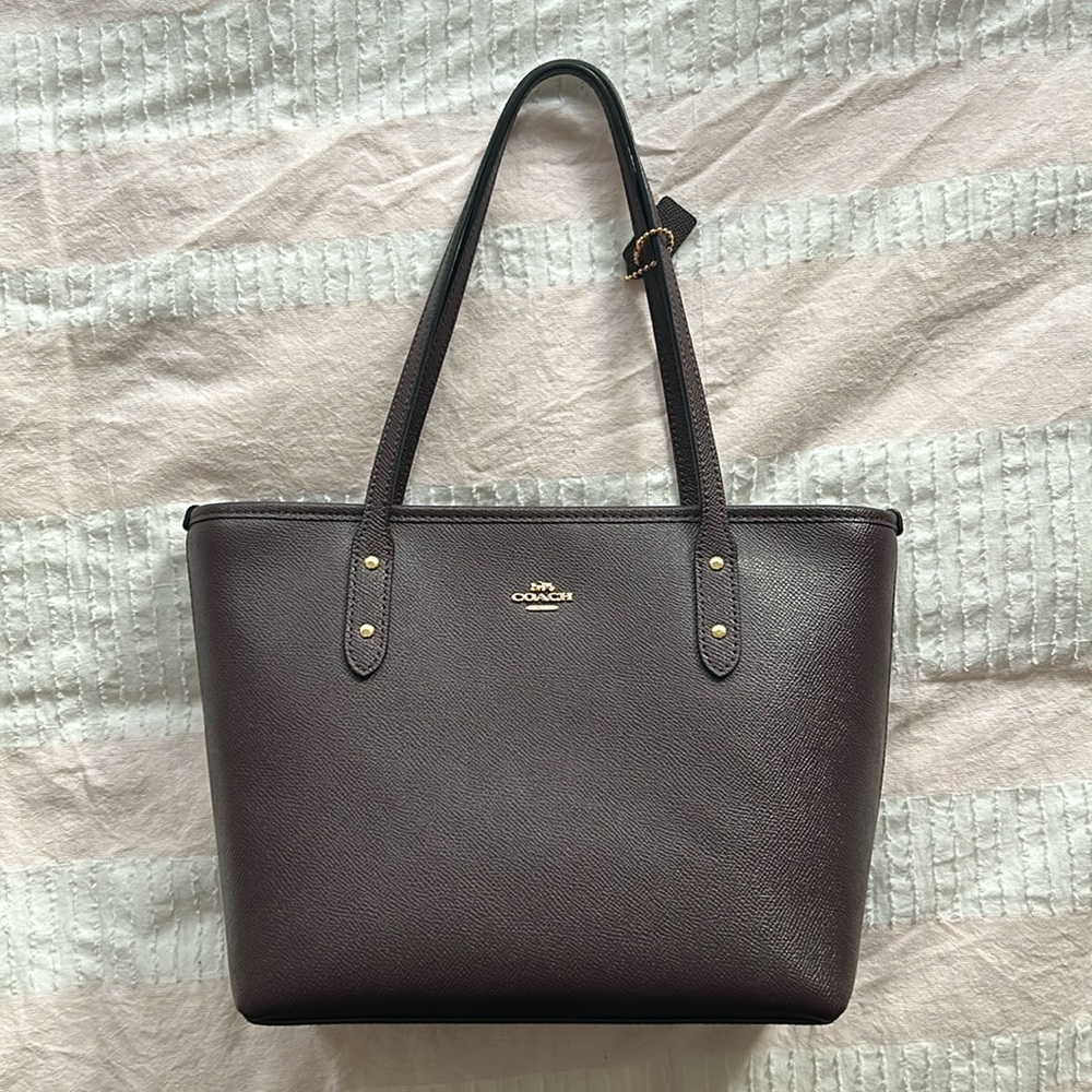 COACH Mini City Zip Tote Oxblood